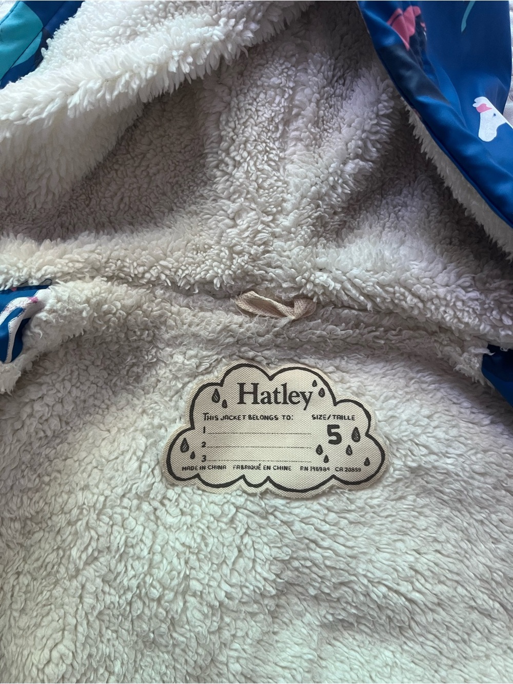 Hatley Teal Unicorn Print Hooded Raincoat (color changing when wet!) - Picture 2 of 4